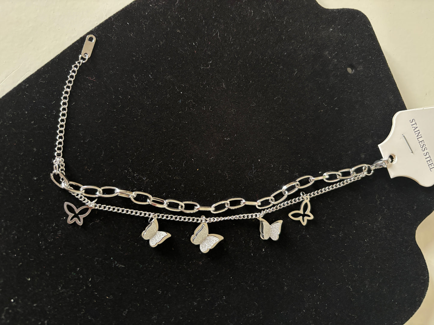 Bracelet papillon en acier inoxydable